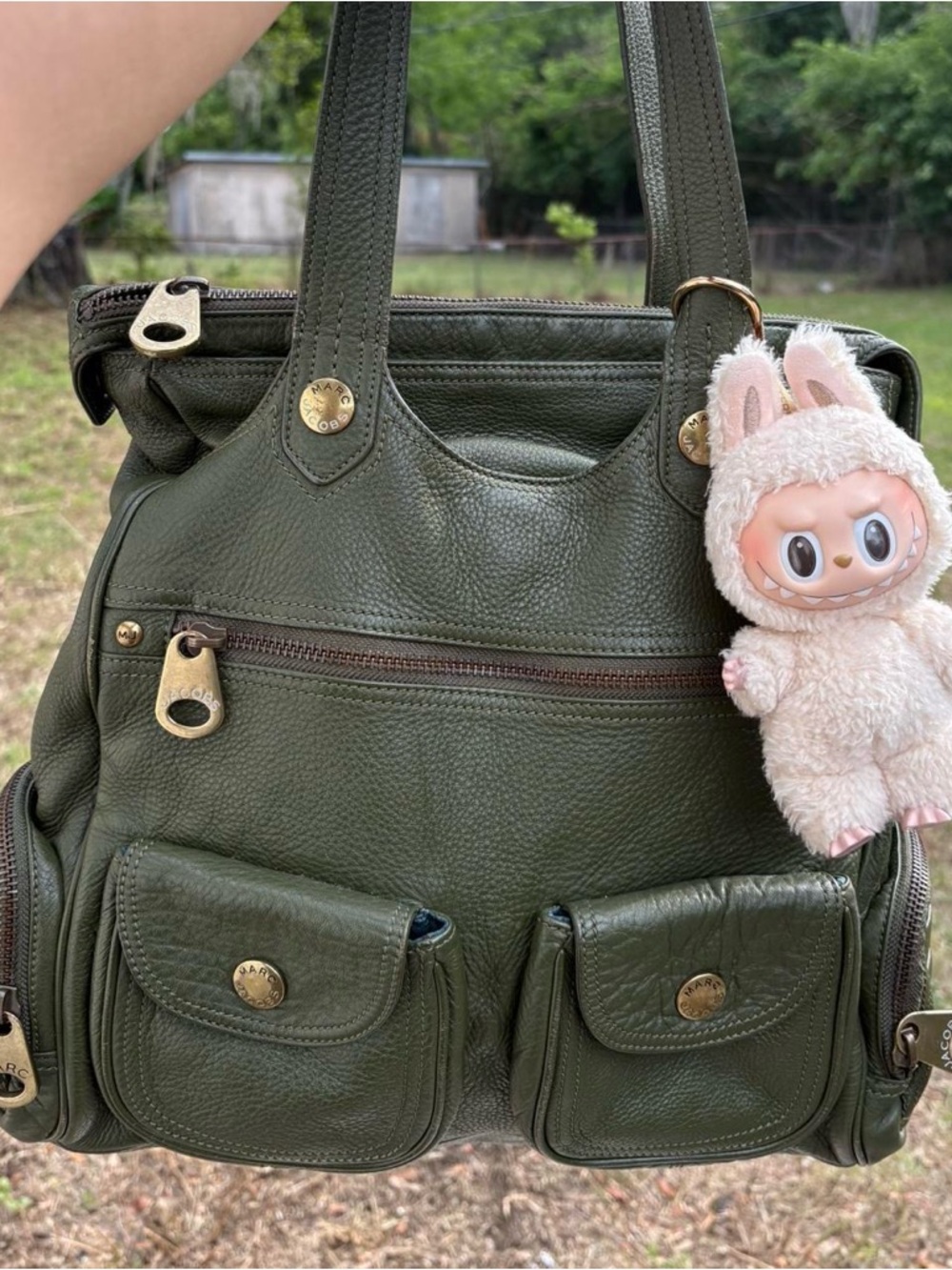 Vintage Marc Jacobs Olive Green Leather Tote Bag